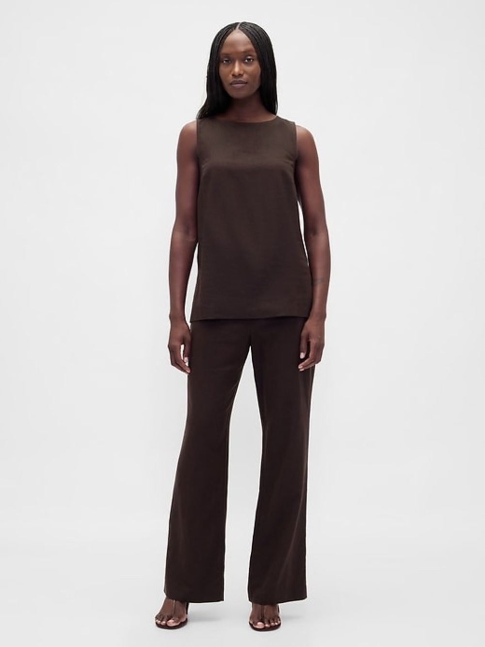 GAP Women's Wide-Leg Trousers in Dark Brown